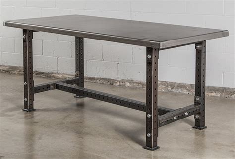 sheet metal workbench|metal workbench with wood top.